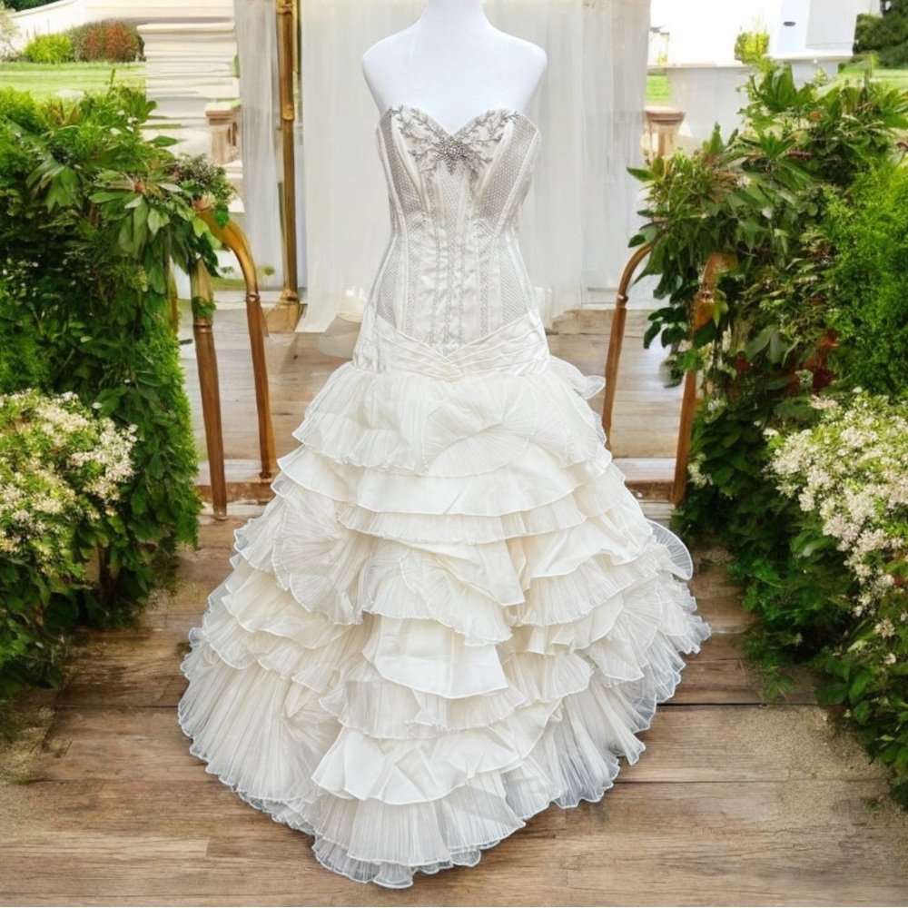 ST.PUCCHI by Rani #9350 Corset Bridal Gown Wedding DRESS SZ 12 Satin Silk  #3